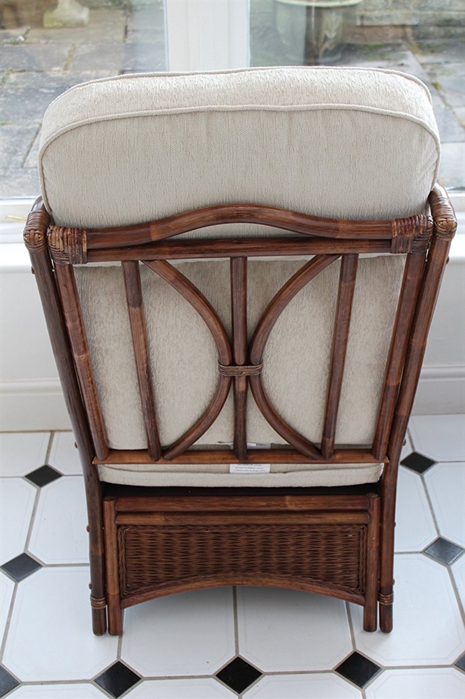 Garden Market Place Portofino Conservatory Furniture-Single Chair-Cream Fabric-Natural Colour Cane 119 X 80 X99 