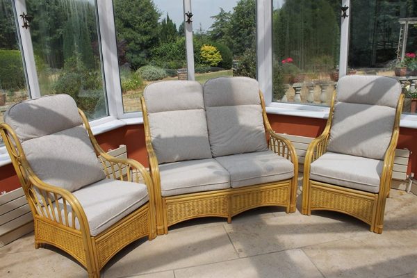 Sorrento Cane Furniture 2 Chairs & Sofa- Cream