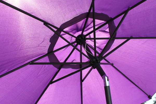 2.7M Wide Garden Parasol With Tilt and Crank-Purple