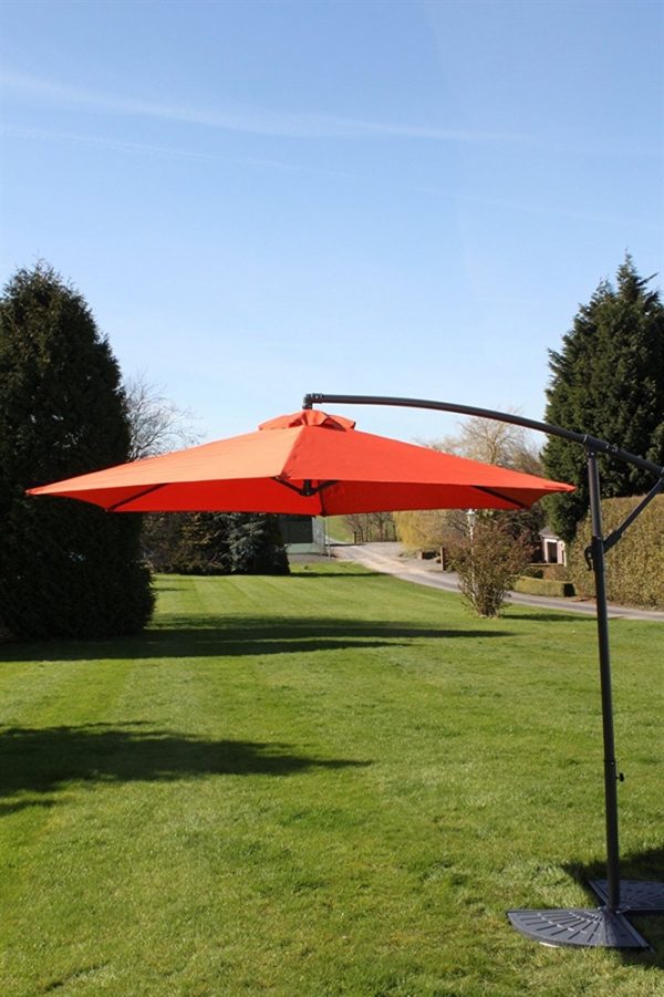 Cantilever 2.7M Wide Hanging Parasol In Terracotta