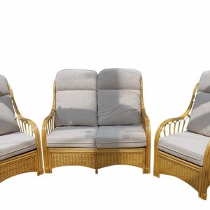 Sorrento Cane Furniture 2 Chairs & Sofa- Cream
