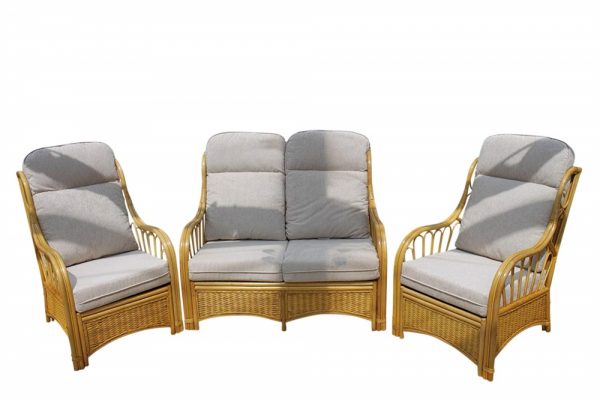 Sorrento Cane Furniture 2 Chairs & Sofa- Cream