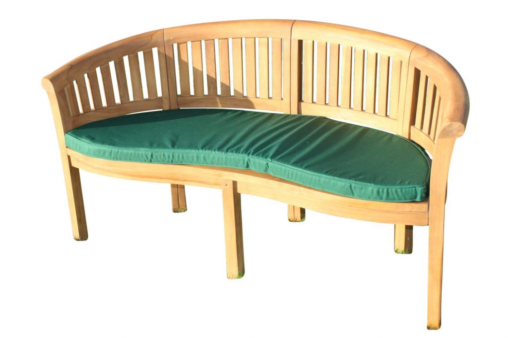 Solid Teak Peanut Shape 2 or 3 Seater Garden Bench COMPLETE WITH GREEN