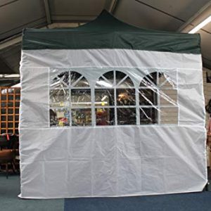 Quick Up Garden Gazebo 2.5m Square, Green Roof with White Side Curtains, Pop Up Steel Frame Outdoor Shelter, Adjustable Height gallery 1