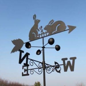 Rabbits Steel Weathervane with Wind Speed Indicator Cups, All-Steel Black Finish, Wall/Gable Fixings and 1.7m Ground Spike Option, 50cm Wide gallery 1