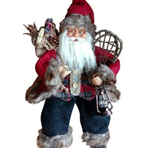 Snow Shoes and Lamp Garden Market Place 30cms Tall Father Christmas Figure With Sack Rustic Santa Style