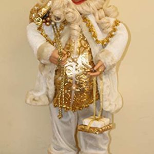 Standing Father Christmas Figure with Sack of Presents, White Santa Style Decoration, Free Standing Festive Ornament, 60cm Tall gallery 1