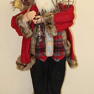 Standing Father Christmas Figure with Sack of Presents, Snow Shoes and Lamp, Rustic Santa Decoration, Free Standing Festive Ornament, 90cm Tall gallery 1