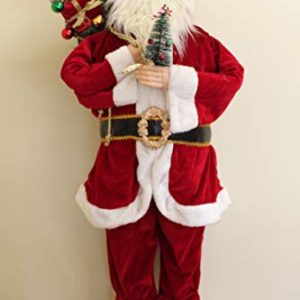 Standing Father Christmas Figure with Sack of Presents and Christmas Tree, Traditional Santa Decoration, Free Standing Festive Ornament, 90cm Tall gallery 1