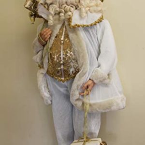 Standing Father Christmas Figure with Sack of Presents, White Santa Style Decoration, Free Standing Festive Ornament, 90cm Tall gallery 1
