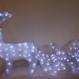 Acrylic Reindeer & Sleigh Christmas Figure with 160 White LED Lights, Waterproof Indoor or Outdoor Decoration, Low Voltage Adapter to BS IP44, 5m Cable gallery 1