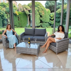 Windsor Luxury Grey Rattan Weave 3 Piece Suite gallery 1