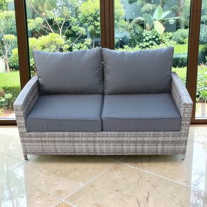 Windsor Luxury Grey Rattan Weave Sofa