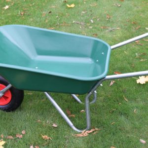 Garden Wheelbarrow with 65 Litre Polypropylene Tray, Galvanised Steel Frame, Pneumatic Rubber Tyre, Heavy Duty Outdoor Garden Cart, 100kg Capacity gallery 1