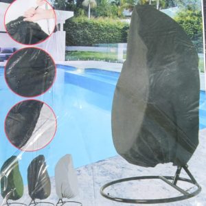Rain Cover for Florence Hanging Garden Egg Chair, UV Resistant Black Polyester with Drawstring Hem, Approx. 1.2m Wide x 1.9m Tall Weather Protector