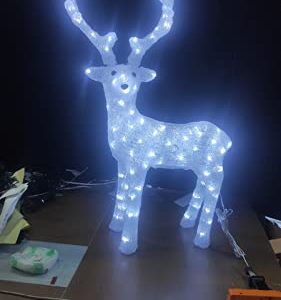 Large Acrylic Reindeer Christmas Decoration with 100 Bright White LED Lights, Low Voltage Indoor & Outdoor Feature, 60cm with 5m Cable and UK Plug gallery 1