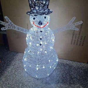 Large Acrylic Snowman Christmas Decoration with 64 Bright White LED Lights, Low Voltage Indoor & Outdoor Feature, 75cm with 5m Cable and UK Plug gallery 1