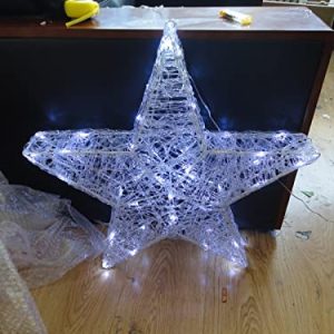 Large Acrylic Star with 50 Bright White LED Lights, Low Voltage Christmas Decoration, Indoor & Outdoor, 58cm with 5m Cable and UK Plug gallery 1