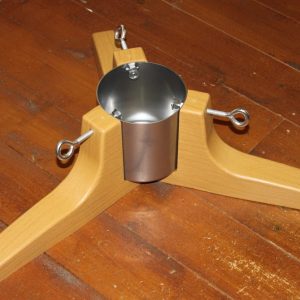 Wonder Christmas Tree Stand with Water Tank, For Trees up to 2.6m Tall, 3 Screw Clamps for 50–110mm Trunks, Silver Steel Body with Wood Effect Legs, 60 x 60cm gallery 1