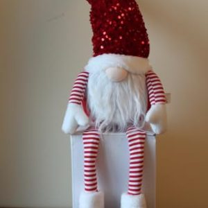 Large Christmas Sitting Glam Gonk Figure in Red, 75cm Tall Festive Decoration with Sparkly Sequined Hat, Polyester Indoor Ornament for Mantels and Windowsills gallery 1