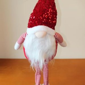 Large Christmas Standing Glam Gonk Figure in Red, 80cm Tall Festive Decoration with Sparkly Sequined Hat, Polyester Indoor Ornament for Seasonal Displays gallery 1