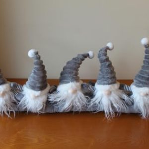 Christmas Draught Excluder with Grey Gonk Design, Soft Door Snake with 5 Gonks, Polyester Fabric, 73cm Wide x 28cm High, Fun Seasonal Draught Stopper gallery 1