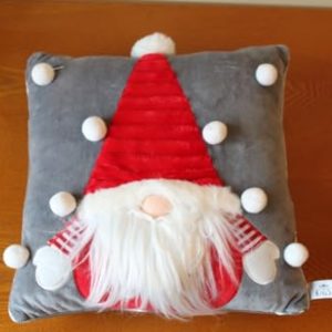 Christmas Cushion with Red Gonk Design, Soft Festive Decorative Cushion, 33cm Square Polyester gallery 1