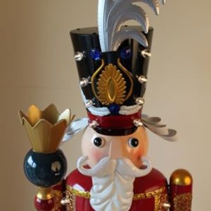 Large Christmas Lit Nutcracker Figure 119cm Tall, Battery Powered LED Festive Decoration with Timer, Indoor or Sheltered Use gallery 1