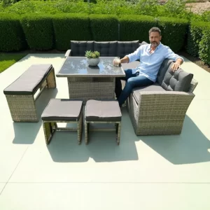 Norfolk Rattan Weave Luxury Garden 10 seater Corner Set Complete With Cushions gallery 1