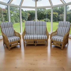 Portofino Cane 3 Piece Suite with Sofa and 2 Chairs