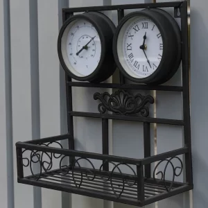 Clock with Thermometer and Plant Holder