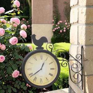 Double Sided Garden Clock with Bell and Cockerel gallery 1