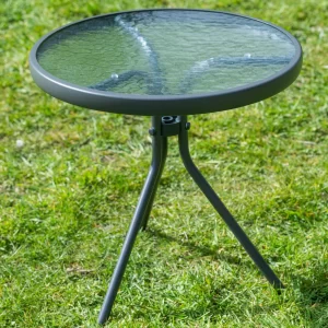 Metal Framed Glass Top Garden Side Table