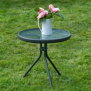 Metal Framed Glass Top Garden Side Table gallery 1